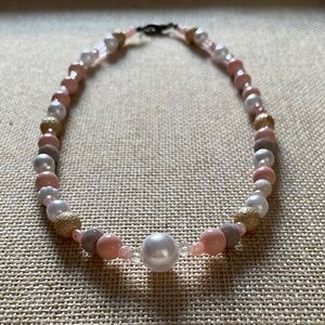Elegant Pink and Gold Beaded Necklace